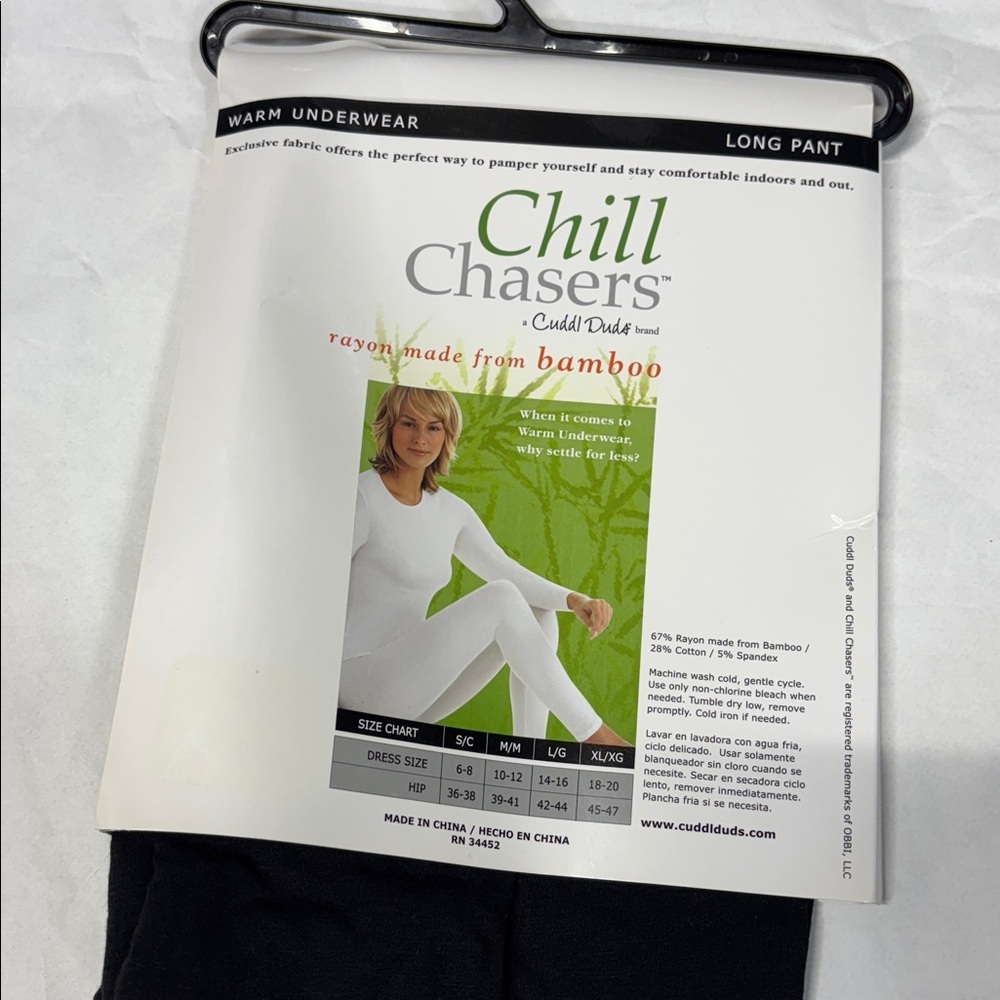 Cuddl Duds Chill Chasers warm underwear rayon bamboo Black Long Pant Xl - Picture 6 of 10